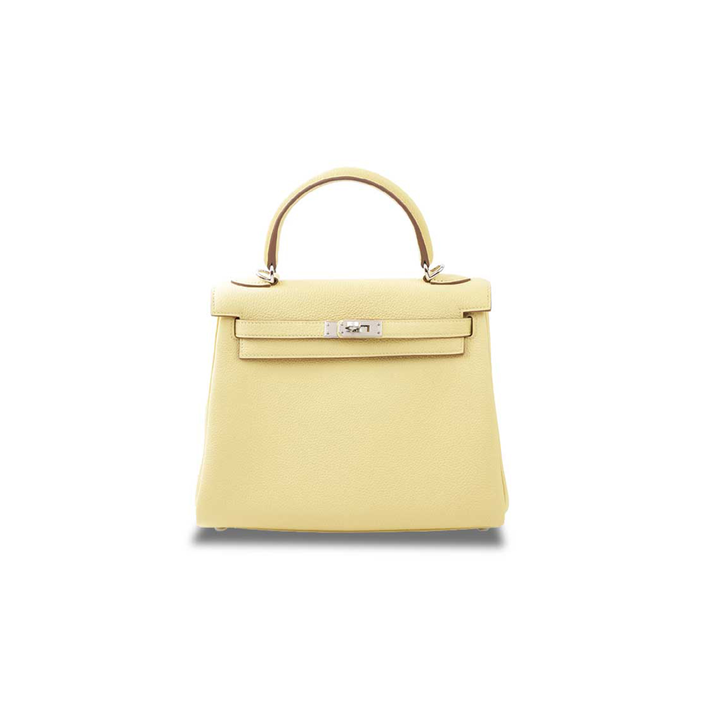 HERMÈS MASTER KELLY 25 TOGO CHICK YELLOW SILVER BUCKLE (25*17*7cm)